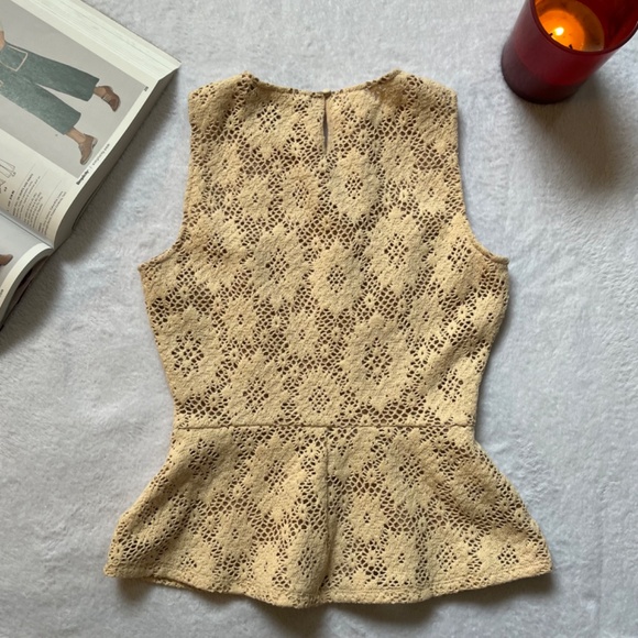 BCBG Annica Parfait Lace Crochet Peplum Top - Picture 6 of 11